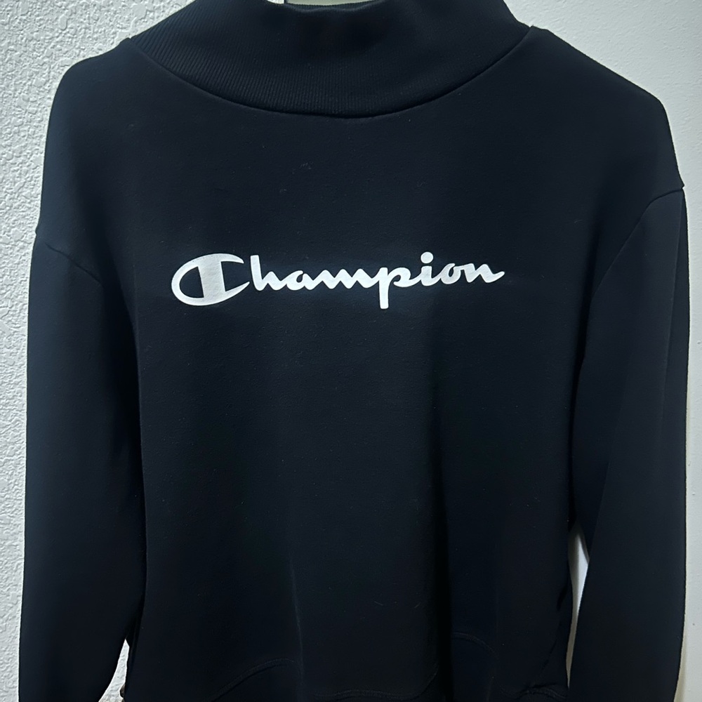 Champion Black Boxy Oversized Long Sleeve Turtleneck Sweater